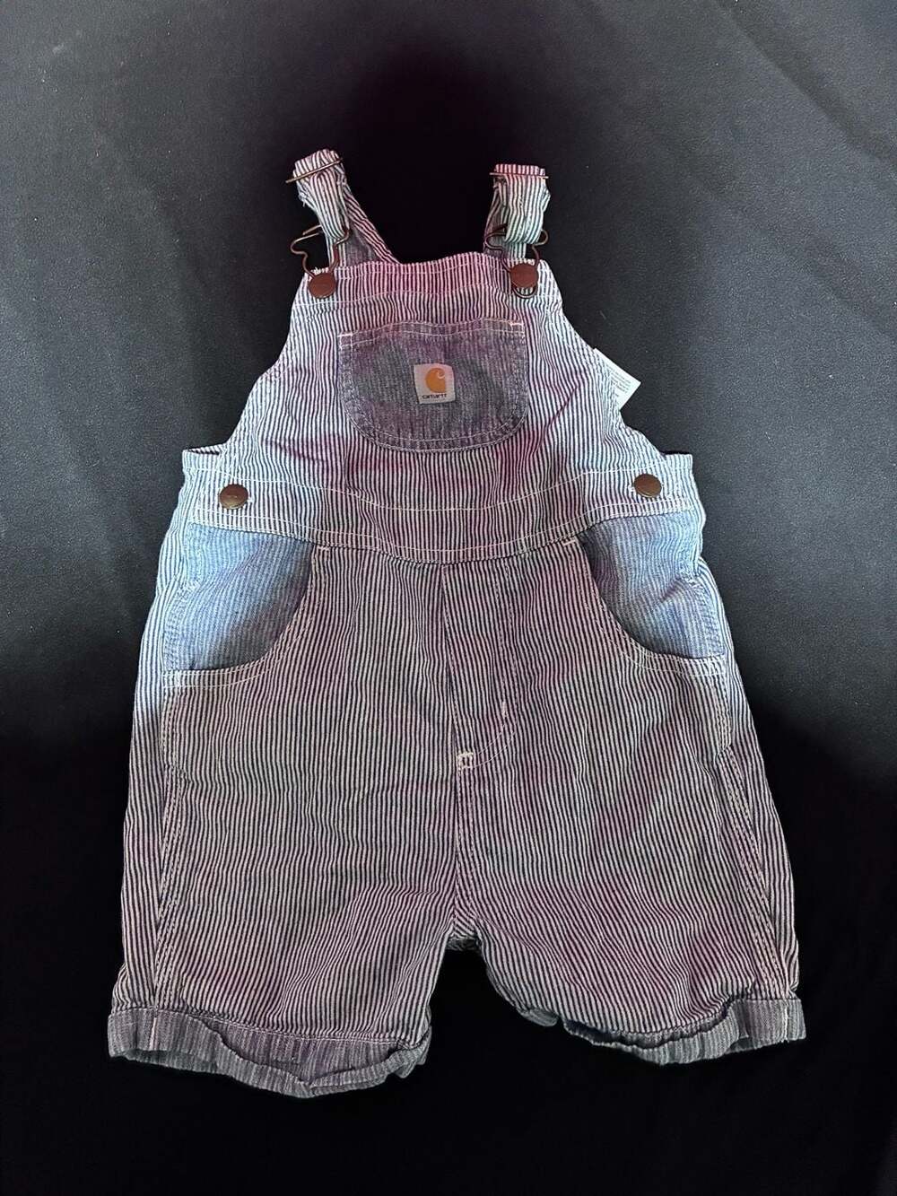 Carhartt Hickory Stripe Shortalls Overalls Kids Sz 3T